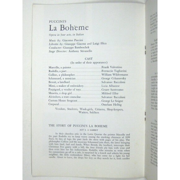 La Boheme Puccini Opera Program 1962 Seton Hall University Albanese Tagliavini - Picture 6 of 7
